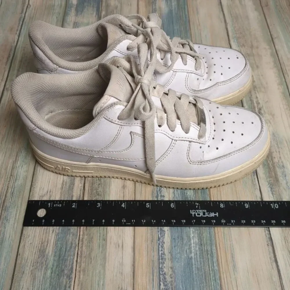 Nike Air Force 1 Low Top White Leather Sneakers Shoes Womens 7
